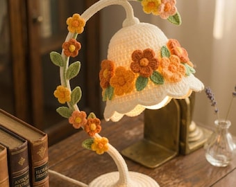Crochet Lamp Pattern PDF · Floral Table Lamp Cover · Beginner Friendly Home Decor · Flower Vine