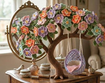 Crochet Blooming Tree Pattern PDF — Hanging Swing Basket