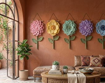 Crochet Flower Wall Hanging Pattern PDF