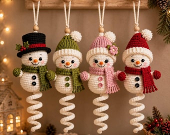 Häkelanleitung für einen Schneemann (PDF), spiralförmige Hängedekoration (Amigurumi), DIY-Weihnachtsdeko