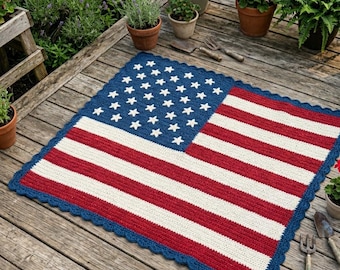 Crochet American Flag Blanket Pattern PDF – US Flag Afghan
