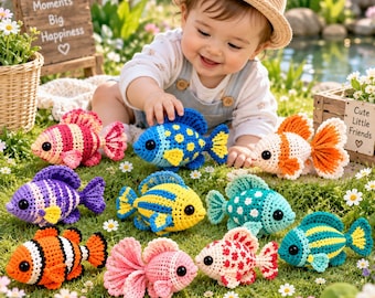 Häkelanleitung für einen Fisch (PDF), Amigurumi-Fischkollektion, Clownfisch
