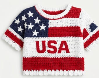 Crochet Crop Top Pattern PDF | USA Flag Crochet