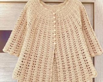 Crochet Cardigan Pattern PDF - Vintage Lace Shell Stitch Cardigan - Top Down Seamless -