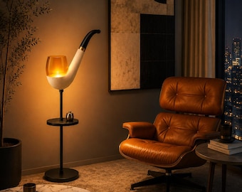 Modern Cigar Pipe Floor Lamp, Luxury Ambient Standing Light, Artistic Home Decor