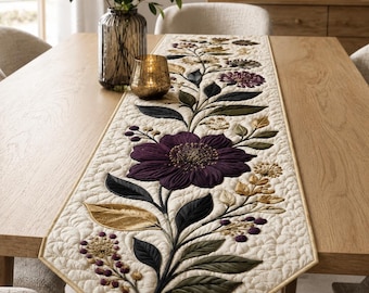 Quilted Floral Table Runner Pattern Applique Sewing Guide Foam Padded Home Decor