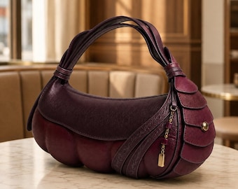DIY Leather Handbag Tutorial, Burgundy Hobo Shoulder Purse, Advanced Bag Making Guide