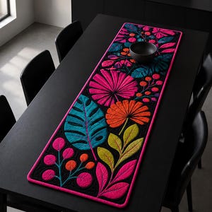 Patrón de aplique para camino de mesa acolchado floral - Tutorial de costura - Decoración botánica moderna para el hogar