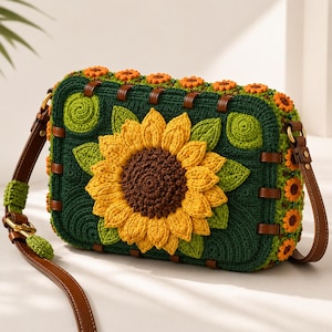 Sunflower Luxury Modern Crochet Sunflower Purse Pattern Floral Handbag Tutorial Leather Strap