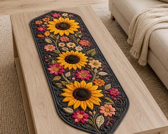 Sunflower Quilt Table Runner Pattern Floral Appliqué Sewing Guide Foam Padded Decor