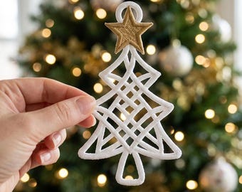 FSL Christmas Tree Embroidery Design, Free Standing Lace Christmas Ornament, Holiday Machine Embroidery Pattern, Instant Download