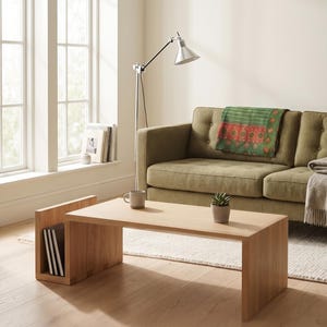 Rectangular Coffee Table, Modern Wooden Coffee Table, Minimalist Living Room Table, Handmade Wood Center Table, Solid Wood Furniture