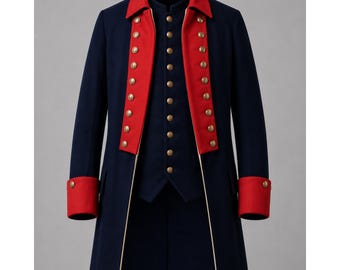 Revolutionary War Uniform – 18th Century Colonial Military for Reenactment, Historical Events Coats| British Officer Army Jackets Handmade
