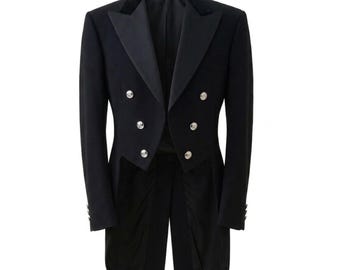 Custom Men’s Black Regency Tailcoat | Victorian Vintage 1900s Wedding Formal Dress Jacket | Gothic Steampunk Long Coats for Men and Women