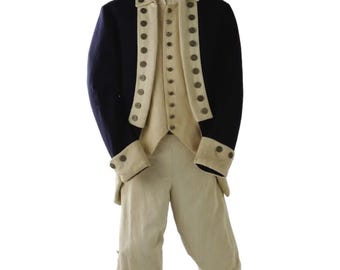 George Washington Continental Army Uniform - American Revolutionary War Navy Blue Wool Officer Coat - Custom Historical Reenactment Cosplay