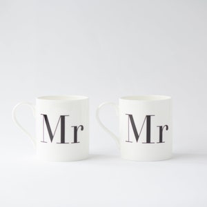 Mr & Mr Bone China Mugs, Mr and Mr Mug Set, Gay Wedding Gift, LGBTQ, Wedding Gift, Engagement Gift, Couples Gift, Valentines Day Gift image 1