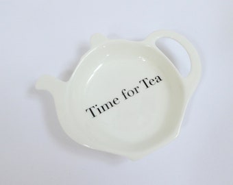 Time for Tea Bone China Tea Bag Tidy, Teaspoon Rest, Spoon Rest, Teabag Holder, Tea Accessory, Tea Lover, Mum Gift, Housewarming Gift