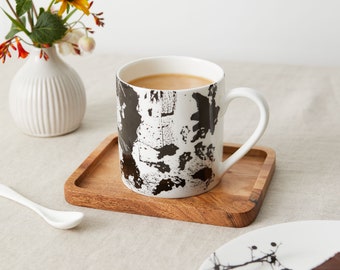 Black Splodge Pint Mug, Abstract Mug, Monochrome Mug, Ink Splatter Mug, Bone China Tea Mug, Tea Lover, Coffee Mug, Black and White Giant Mug