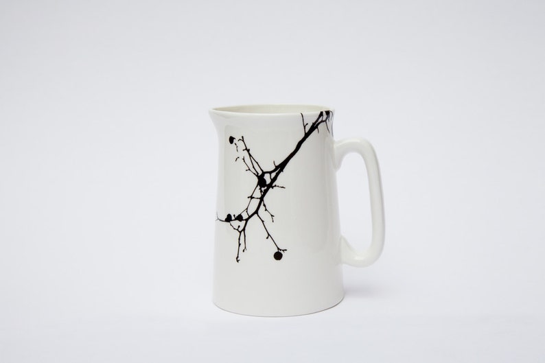 Twig Bone China Half Pint Jug, London Plane Tree, Jarra monocromática, Jarra de leche, Crema, Jarra de salsa, Jarrón de jarra, Jarrón de cerámica, Regalo de bienvenida imagen 2