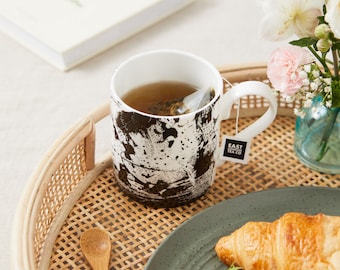 Black Splodge Mug, Abstract Mug, Monochrome Mug, Ink Splatter Mug, Bone China Tea Mug, Tea Lover, Coffee Mug, Black and White Giant Mug