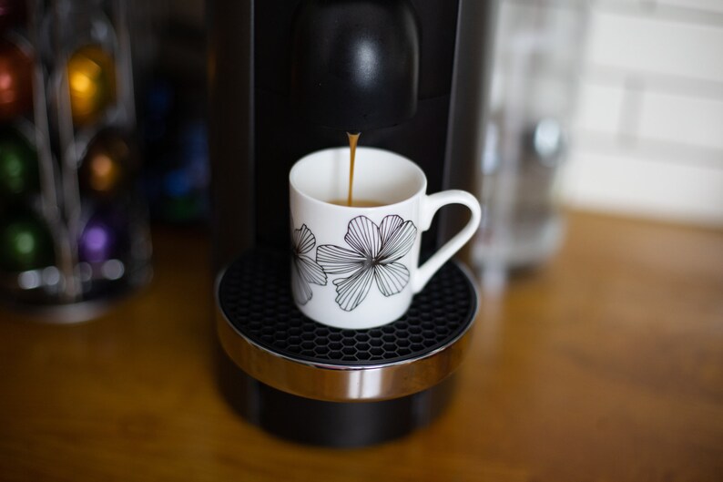 Cosmos Flower Bone China Espresso Cup And Saucer, Monochrome Espresso Cup, Coffee Cups, Coffee Lover, Housewarming Gift, Gardener Gift image 9