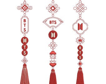 Diseño de bordado de BTS / Archivo de bordado Kpop / 5 tamaños / Descarga digital / Patrón de puntada para bordado a máquina