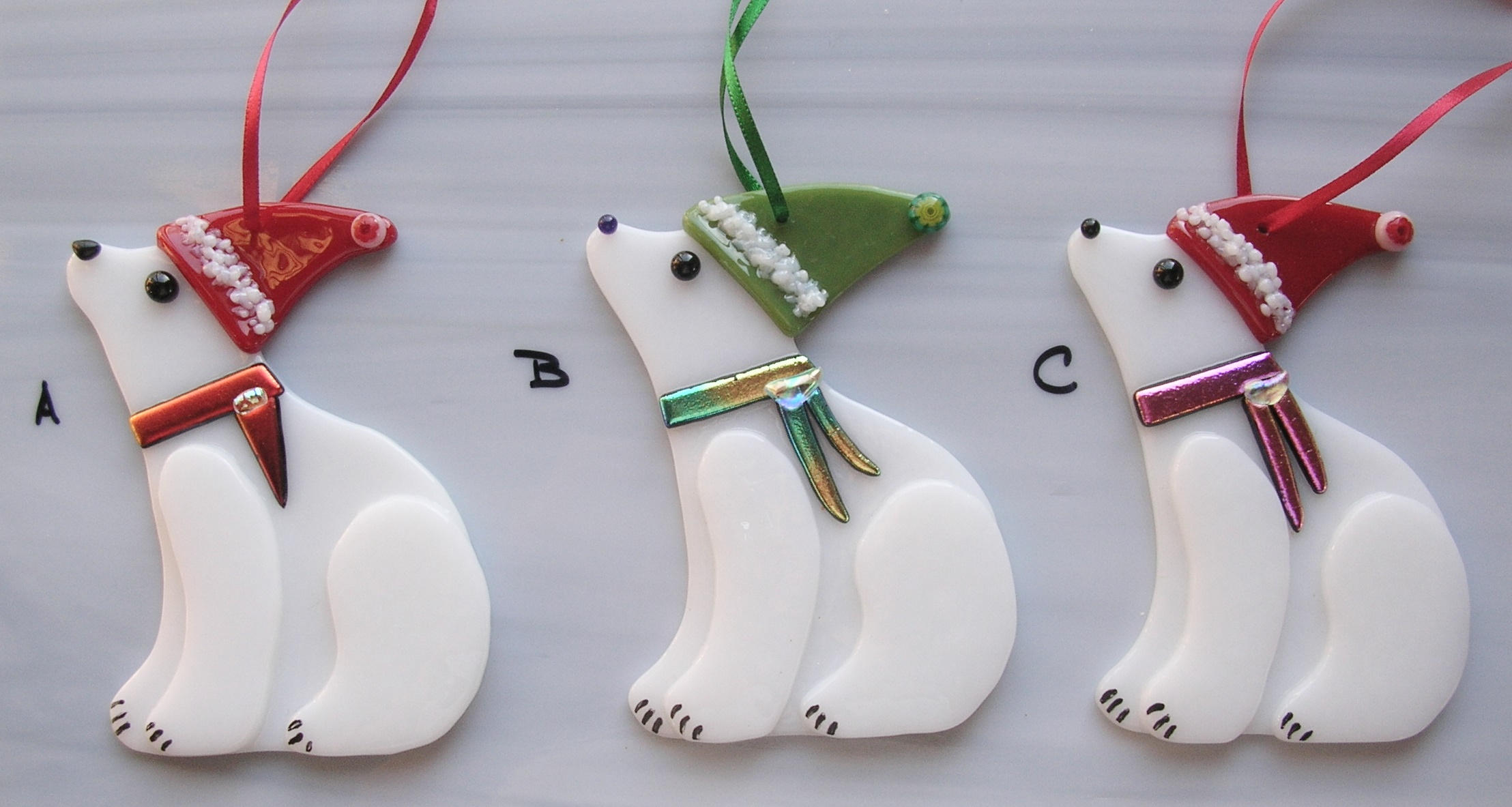 Fused Glass Polar Bear Ornament Glass Christmas Ornament | Etsy