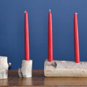 Birch Log Yule Candle and tea Light Set