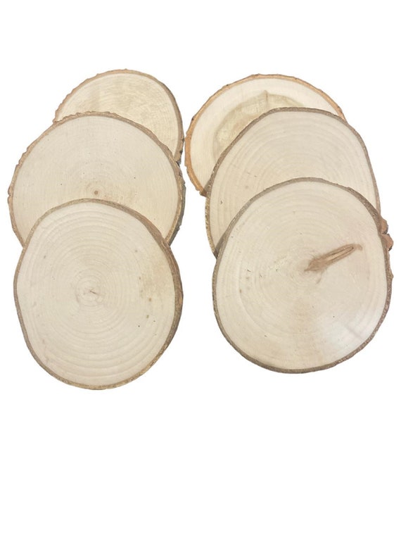 Aspen Wood Slices Coasters, ornaments, engraving woodburning crafts with bark 2 1/2"- 3" x 1/2" NOT SANDED