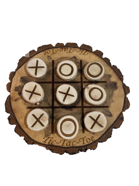 Wood Slice  Tic Tac Toe with all pieces & Storage Pouch included Board Game