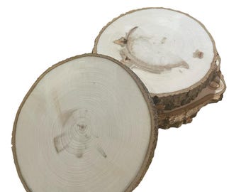 5 rodajas de madera de álamo de 12" a 13" de diámetro, rodajas de madera, losas de madera, rodajas de árboles, galletas de árboles, centros de mesa de boda, decoración de bosques.