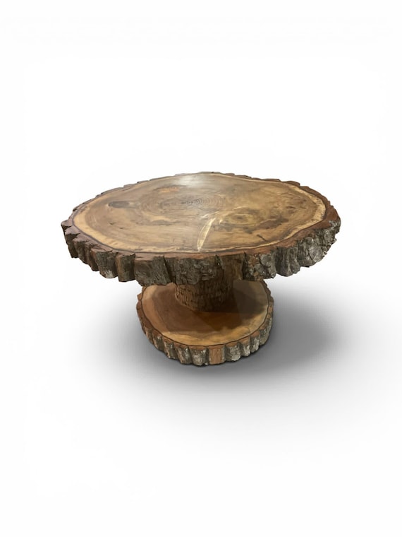 Log Round Tree Slice Slab Cake Stand for Weddings, Home Decor, and Store Displays. 13" to 20"Diameter
