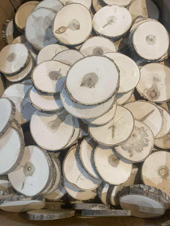 Aspen Wood Slices Coasters, ornaments, engraving wood burning  3 1/2"- 4 1/2" x  1/2" Sanded