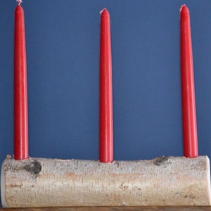 White Birch Yule Log/Candle Holder 3&quot; to 4&quot; d x 12&quot; long