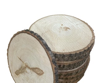 アスペン丸太/木の丸切り（5枚）7インチ～13インチ 結婚式、センターピース、アート、クラフト、彫刻、絵画