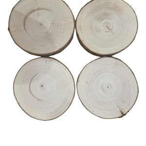 Balsam Fir Wood Slices, Wood Rounds, Wood Slabs  4 1/2&quot; to 5 1/2&quot; diameter x 3/4&quot; -1&quot; thick. Package of six