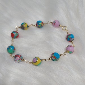 14k Gold Filled fine gemstone rainbow bracelet.. handmade birthday bridesmaid wedding anniversary gifts accessories jewelry