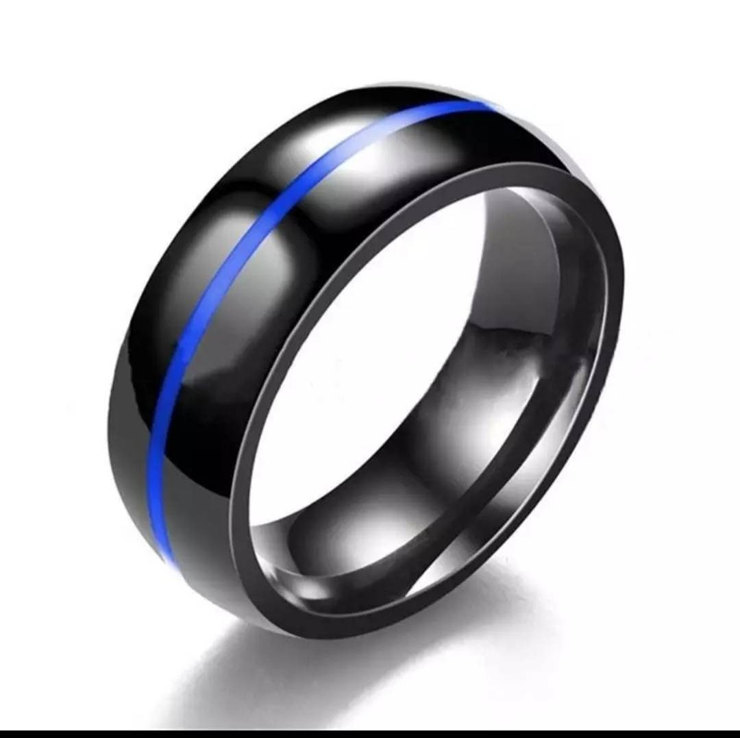 Blue Line Rings For Men Tungsten Carbide Blue Line Men Ring Jewelry Fashion Ring Man Thin Line ...
