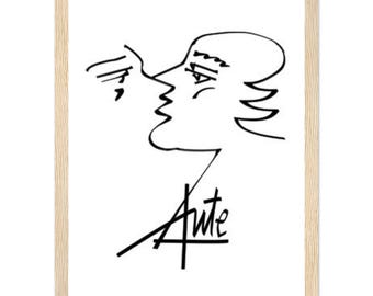 Poster van hoogwaardig mat papier met houten frame