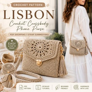 Modèle de sac bandoulière pour téléphone Lisbonne au crochet | Sac d'été bohème (Téléchargement PDF)