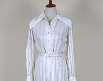 1970er Jahre Vintage Creme Weiß Donald Brooks Designer Maxi Kleid / Größe Medium bis Large