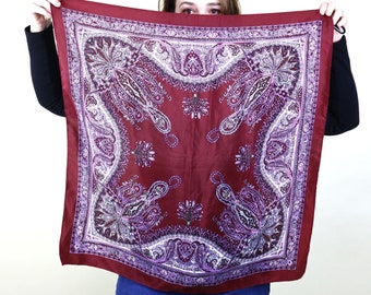 Vintage Maroon and Purple Arabesque Mandala Classic Scarf / Square Academia Headscarf / Gift for Her / 27X27 Inches
