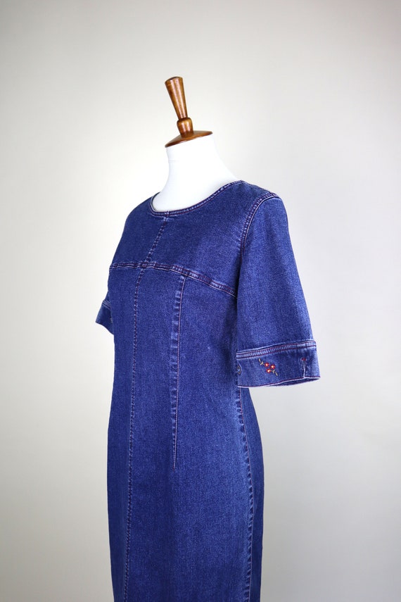 90's Denim A-line Midi Dress / Cute Fun 1990's Li… - image 9