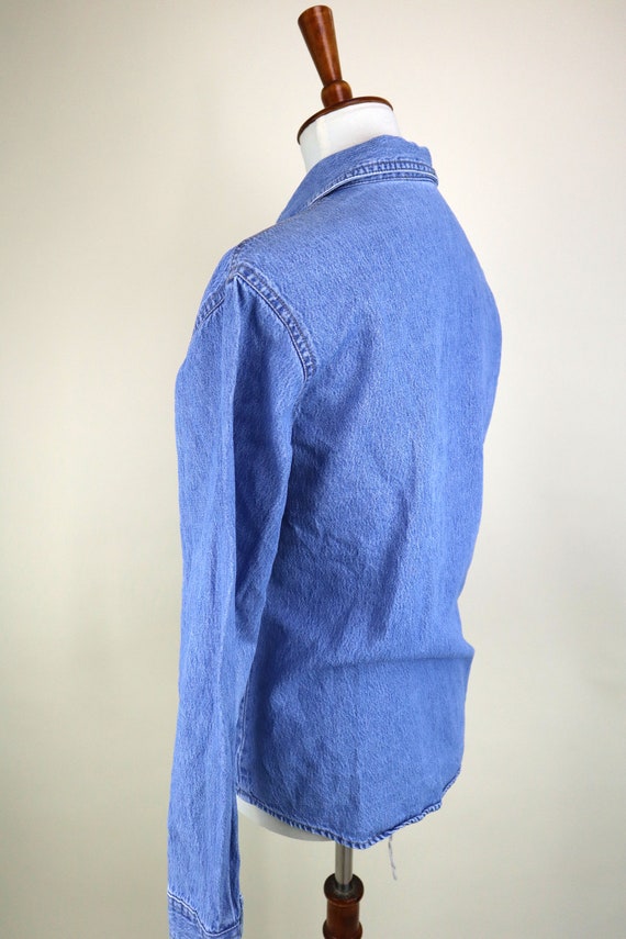 Vintage Sky Blue Denim Shirt / 90's grunge Light … - image 7