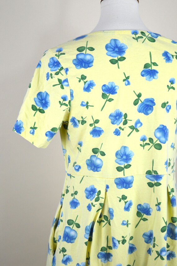 90's Yellow Blue Ditzy Babydoll Shirtdress / Roma… - image 7