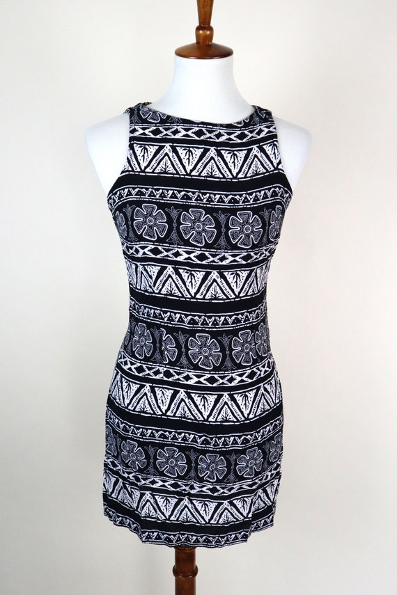 90's Geometric Mini Wiggle Dress / Tight Fitted B… - image 7