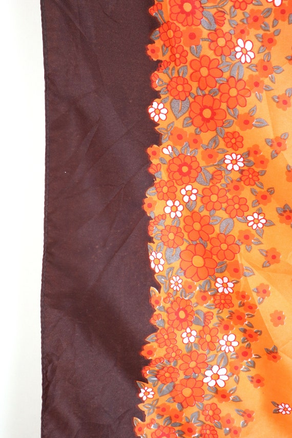 70's Brown and Orange Cottagecore Floral Fashion … - image 7