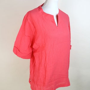 Jaren 80 oranje ruimvallend katoenen casual zomershirt met losse pasvorm / maat medium
