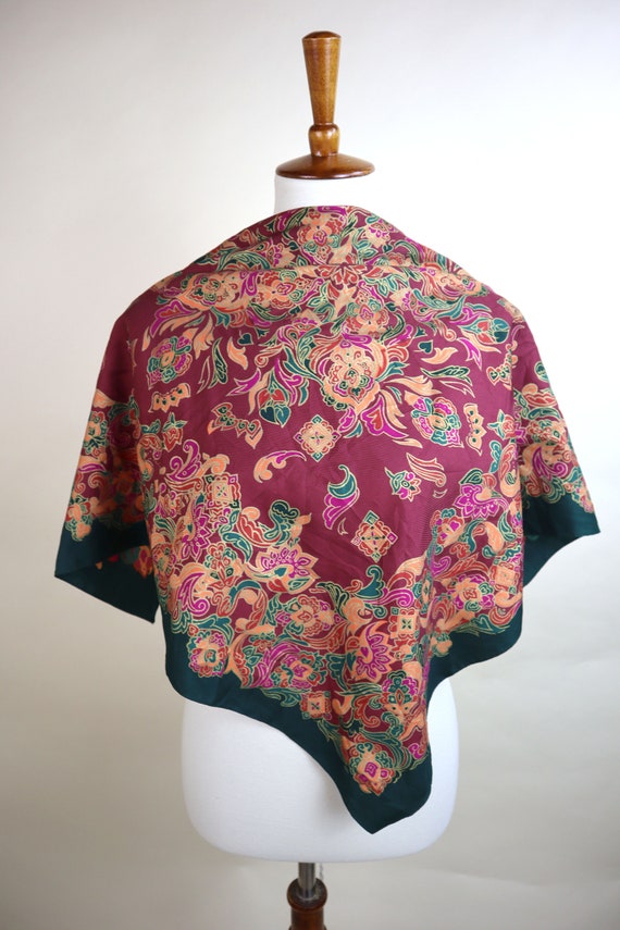 70's Fall Floral Purple and Red Square Fashion Sc… - image 8