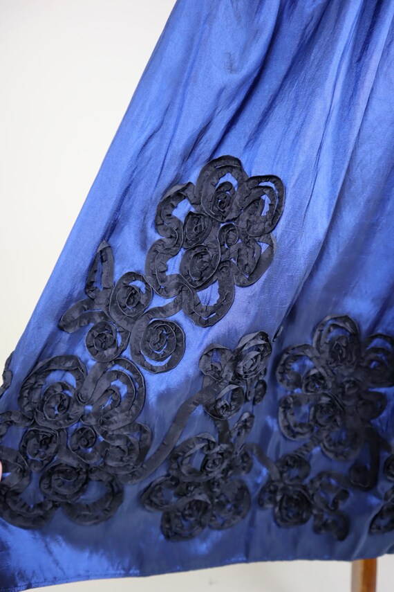 90's Vintage Electric Blue Black Formal Dress / R… - image 3